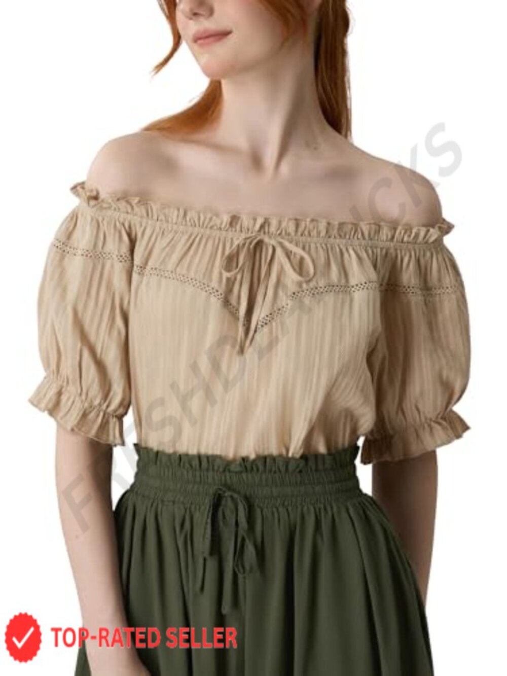 Cotton Peasant Blouse Off Shoulder Renaissance Shirt Ren Faire Top